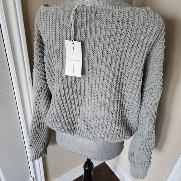 Moon&Madison Womens Crop V neck Sweater Knit Sage Green size L - Picture 4 of 7